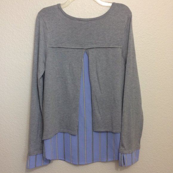 Olivia Sky Womens Large Mixed Media Knit Sweater - Picture 4 of 9